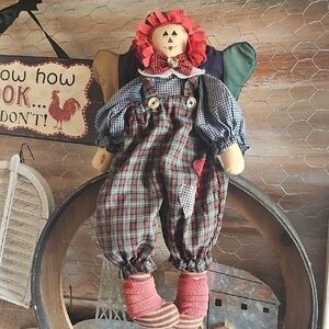 Plaid Rag Doll with Red Accents